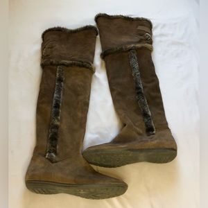Women’s Shary Brown Suede Boots With Faux Furcuff Top Size 8.5